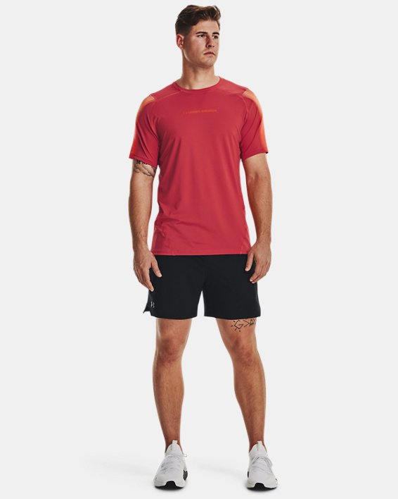 Men's HeatGear® Fitted Short Sleeve, Red, pdpMainDesktop image number 2